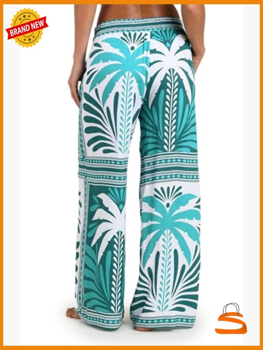 Palazzo Pant Swim Cover Up Wide Leg Beach Pants Tie Waist - Picture 2 of 5